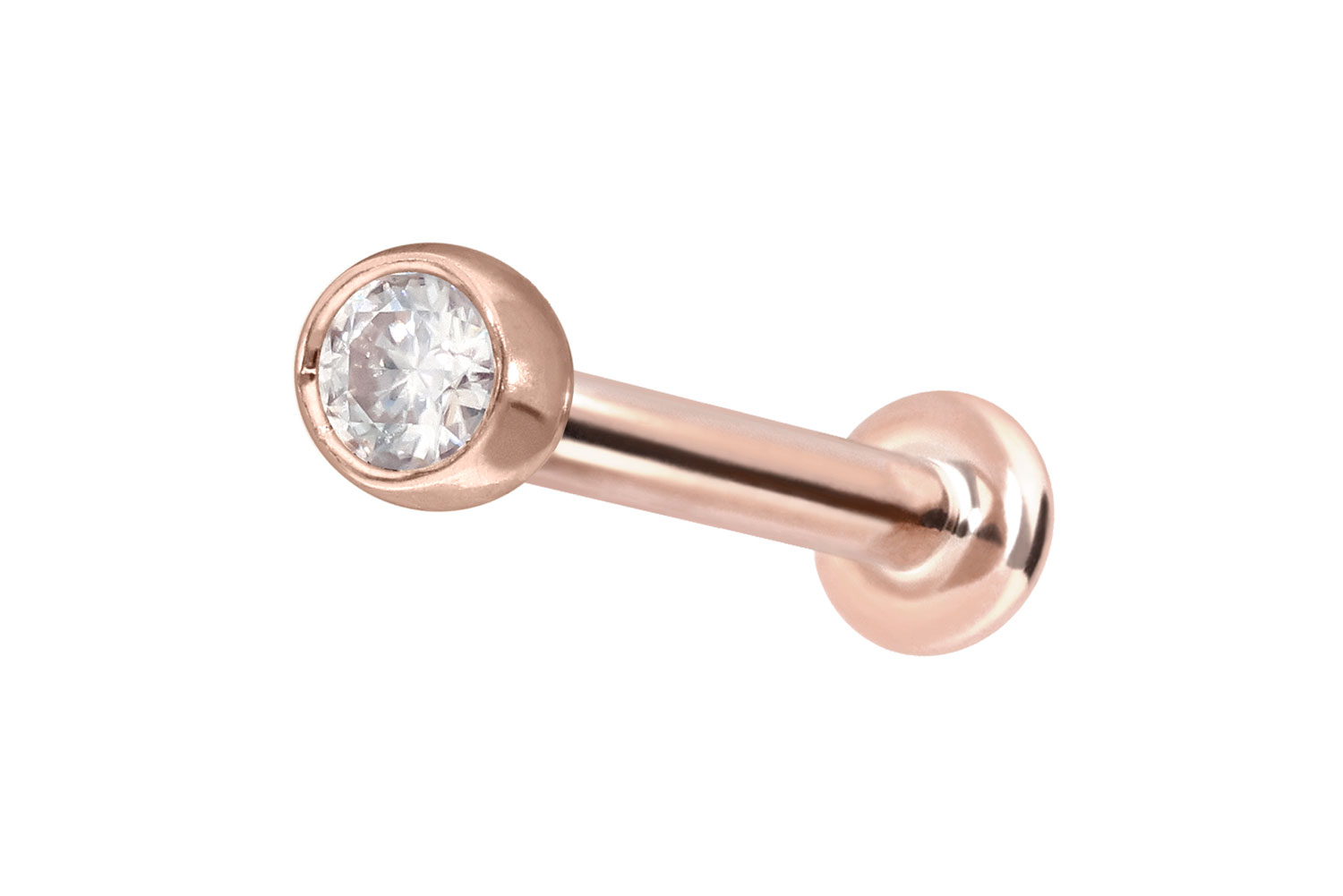 14 Karat Gold Labret Piercing mit Innengewinde MOISSANIT